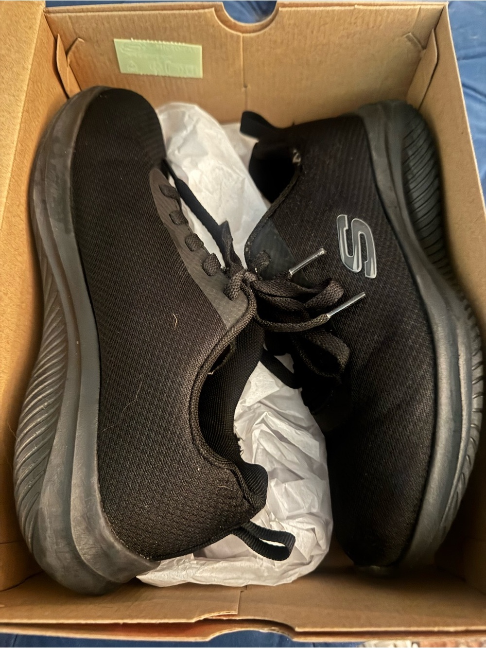 Skechers women’s Black Lace-Up slip resistant shoes . New worn for a few hours.